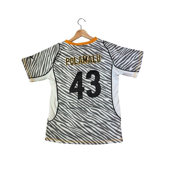 Vintage Nike Pittsburgh Steelers Troy Polamalu Zebra Jersey Youth L - Picture 4 of 6